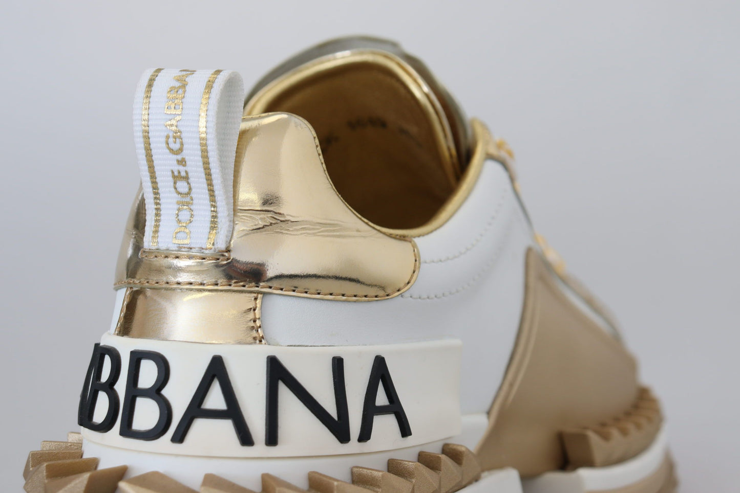 Dolce & Gabbana White and gold Super Queen Leather Shoes