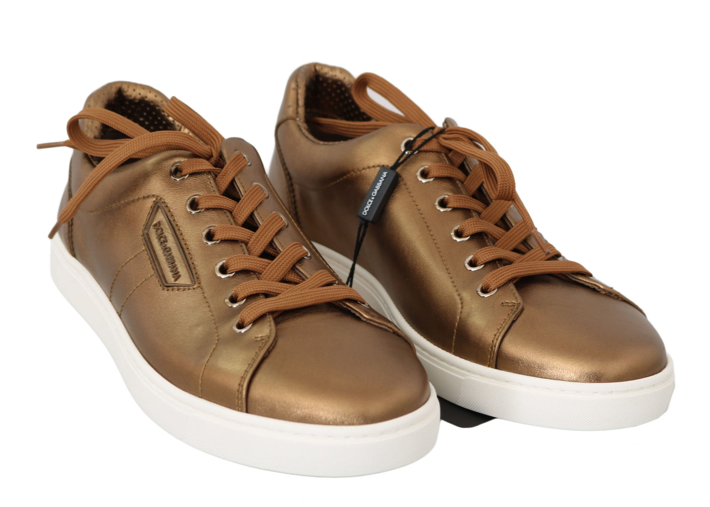 Dolce & Gabbana Gold Leather Mens Casual Sneakers