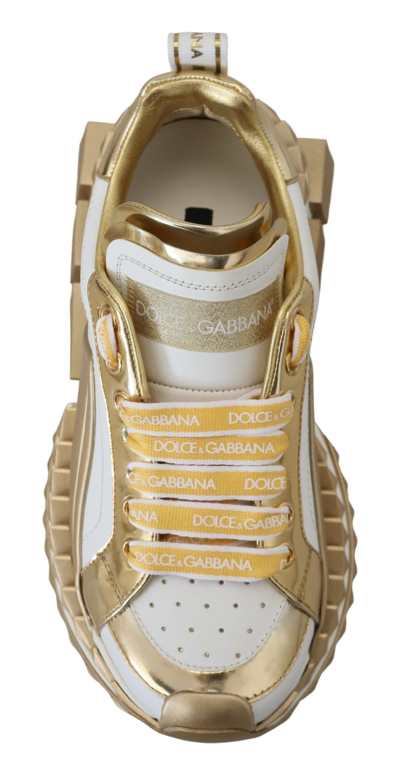 Dolce & Gabbana White and gold Super Queen Leather Shoes