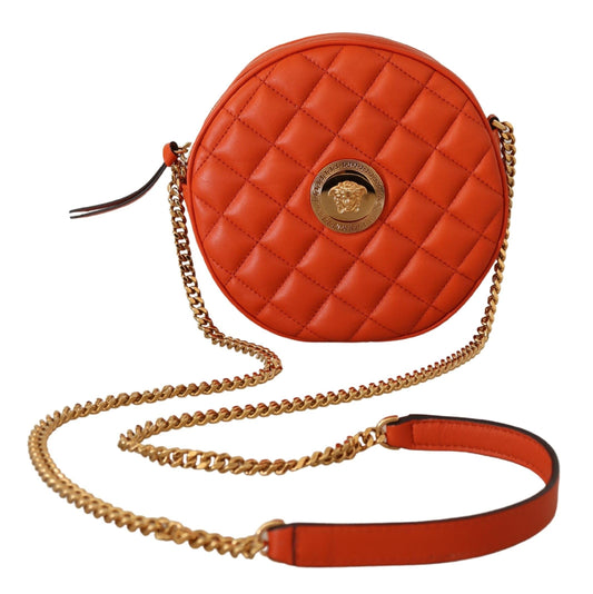 Versace Red Nappa Leather Medusa Round Crossbody Bag