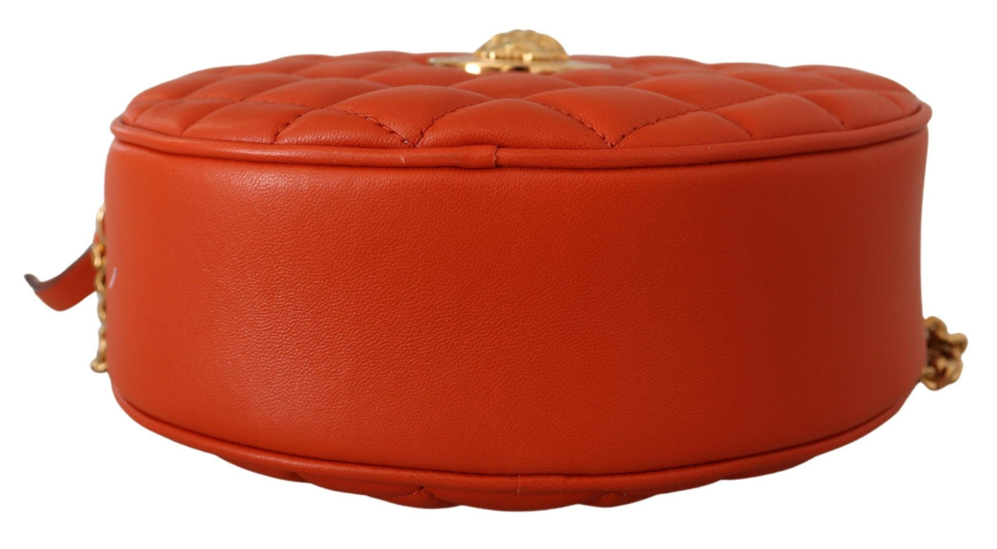 Versace Red Nappa Leather Medusa Round Crossbody Bag