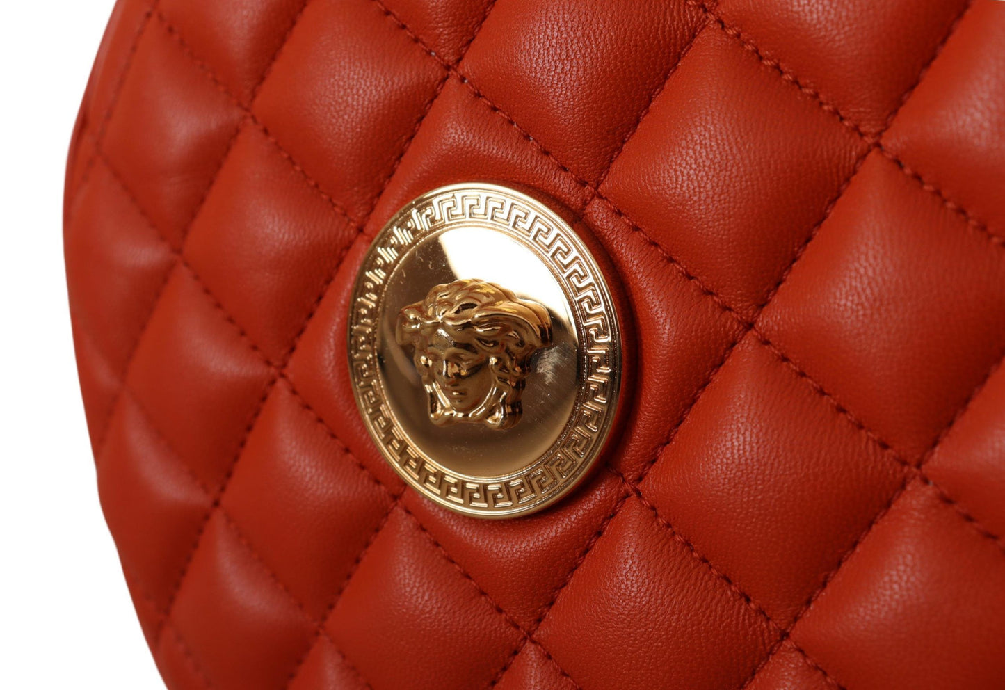 Versace Red Nappa Leather Medusa Round Crossbody Bag