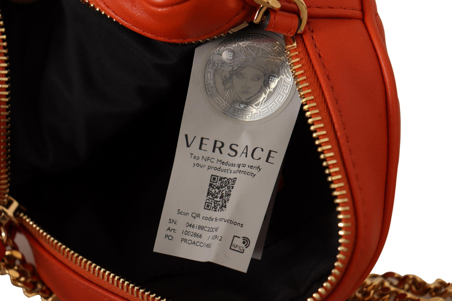 Versace Red Nappa Leather Medusa Round Crossbody Bag