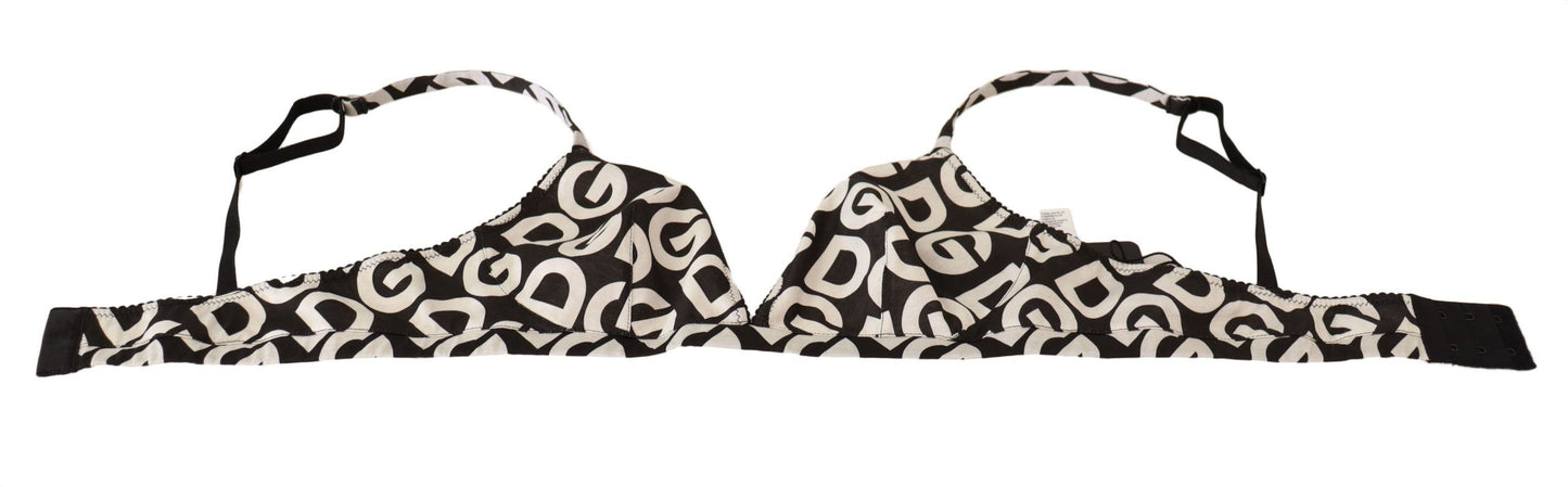 Dolce & Gabbana Black White DG Print Non Wire Cotton Bra Underwear