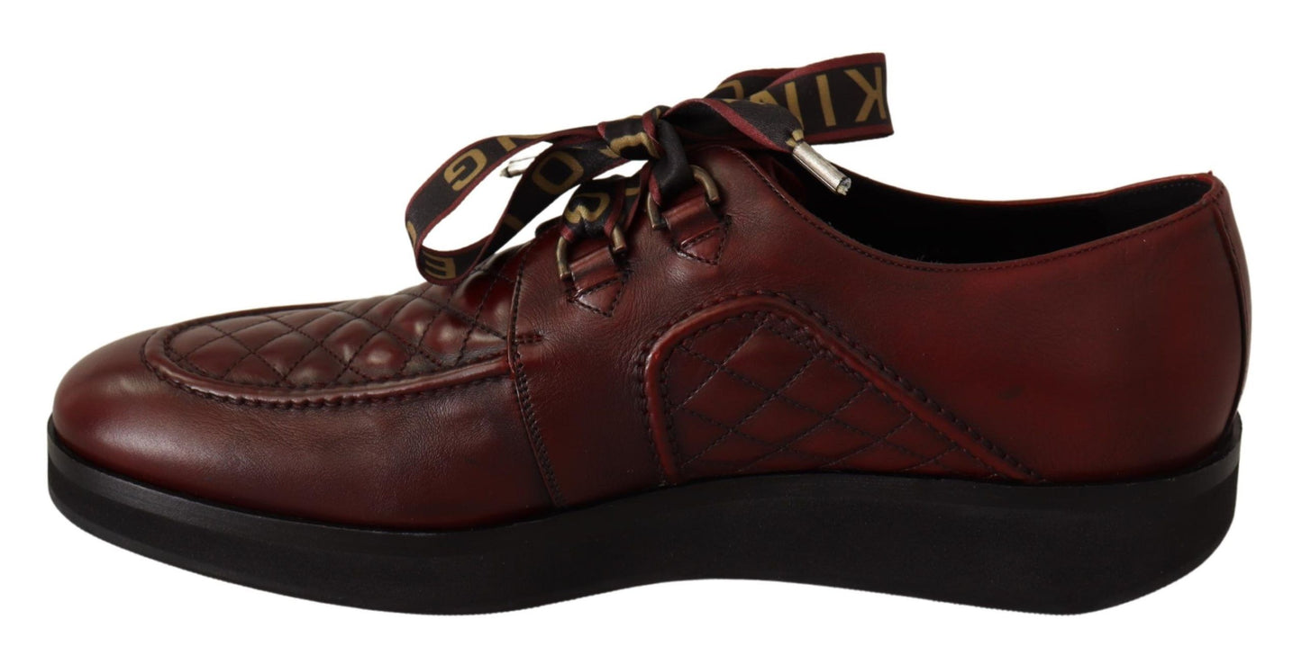 Dolce & Gabbana Red Leather Lace Up Dress Formal Shoes