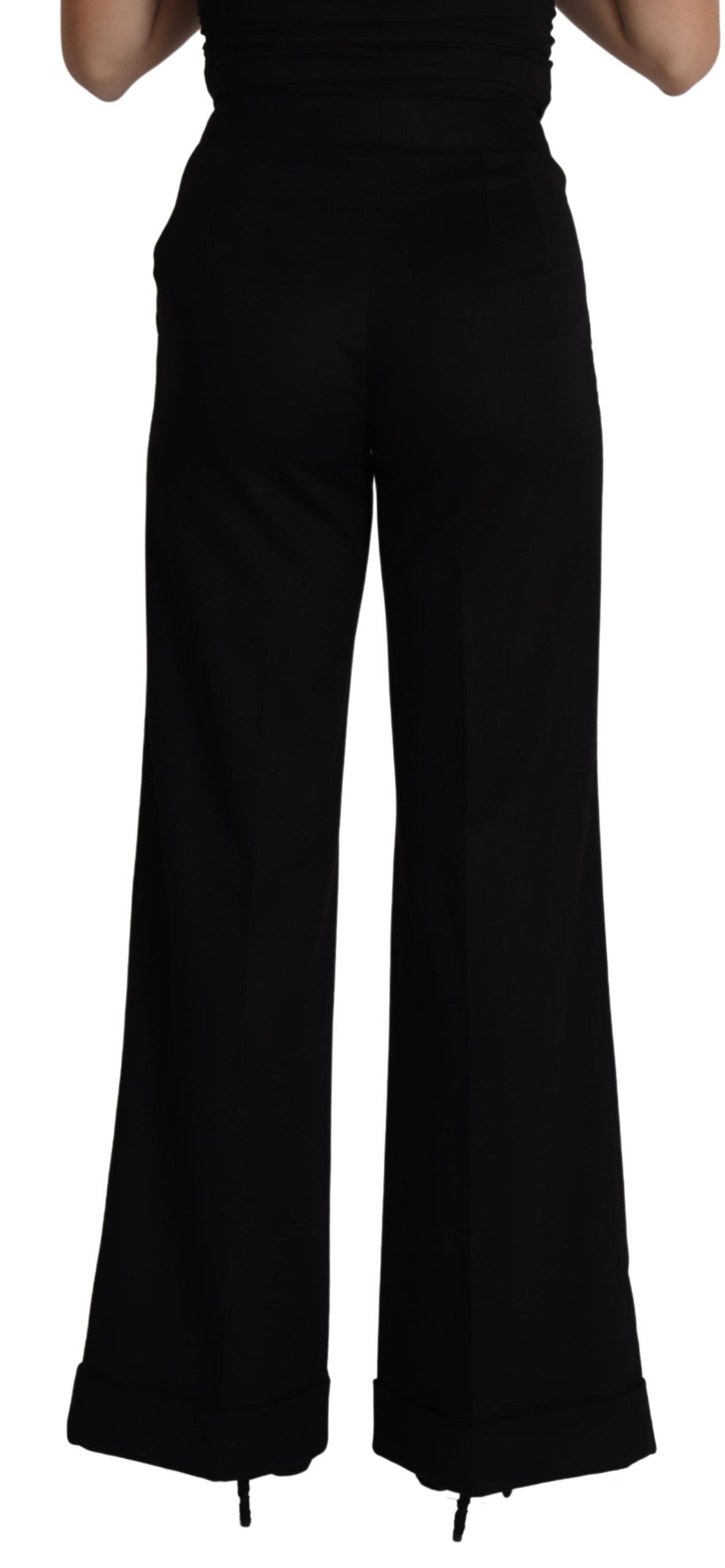 Dolce & Gabbana Black Cashmere Wide Leg Women Trouser Pants