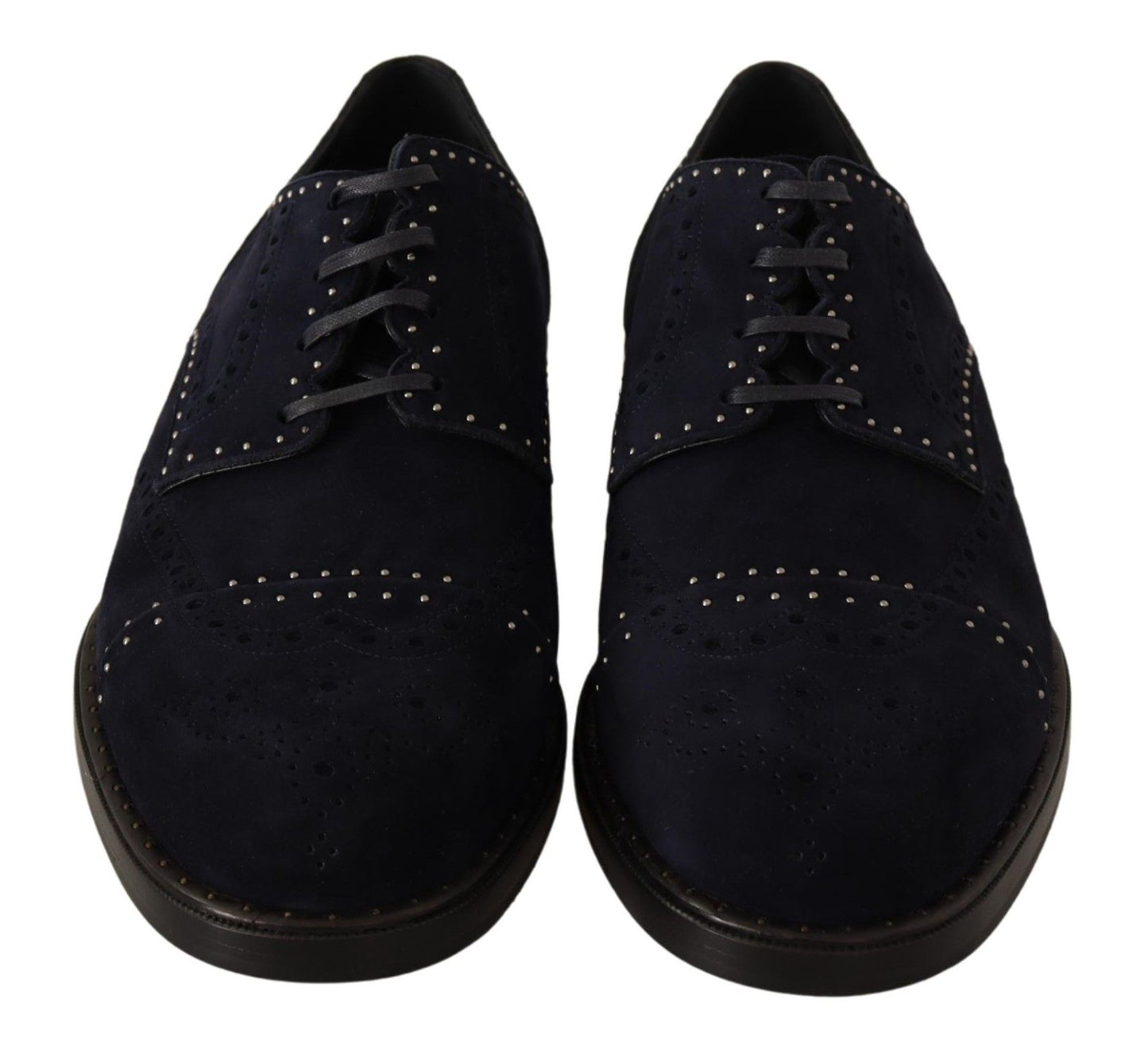 Dolce & Gabbana Blue Suede Leather Derby Studded Shoes