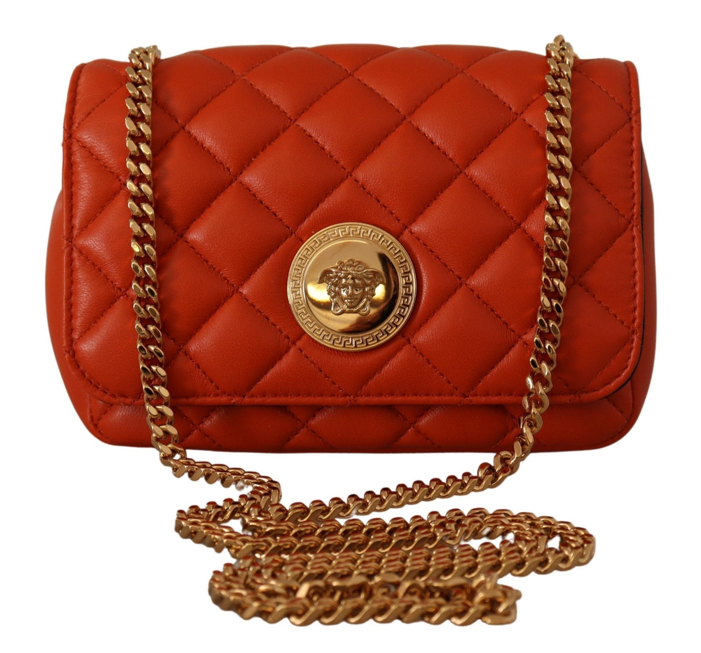 Versace Red Nappa Leather Medusa Small Crossbody Bag