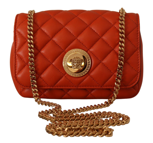 Versace Red Nappa Leather Medusa Small Crossbody Bag