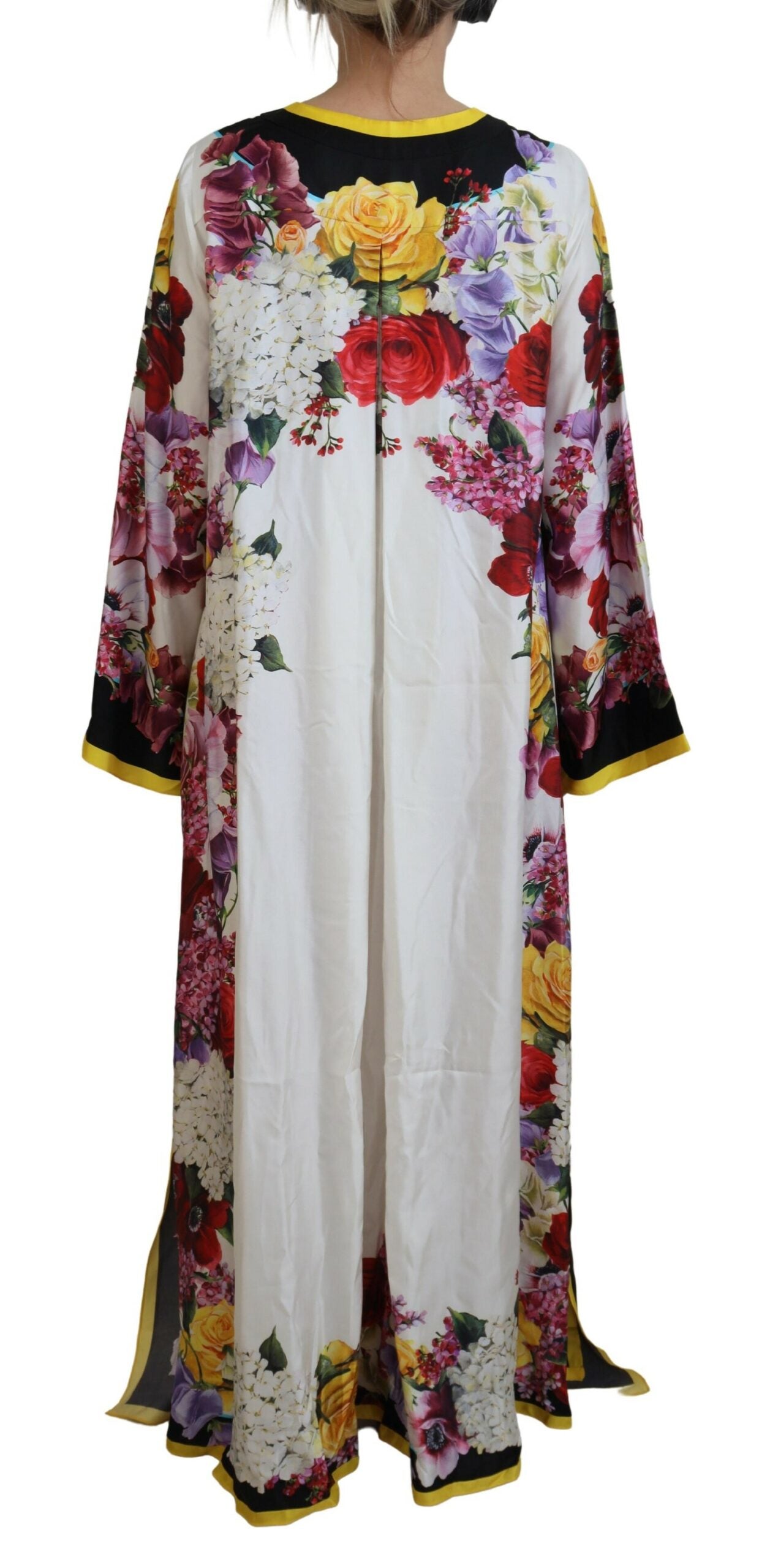 Dolce & Gabbana Multicolor Ortensia Silk Long Kaftan Dress