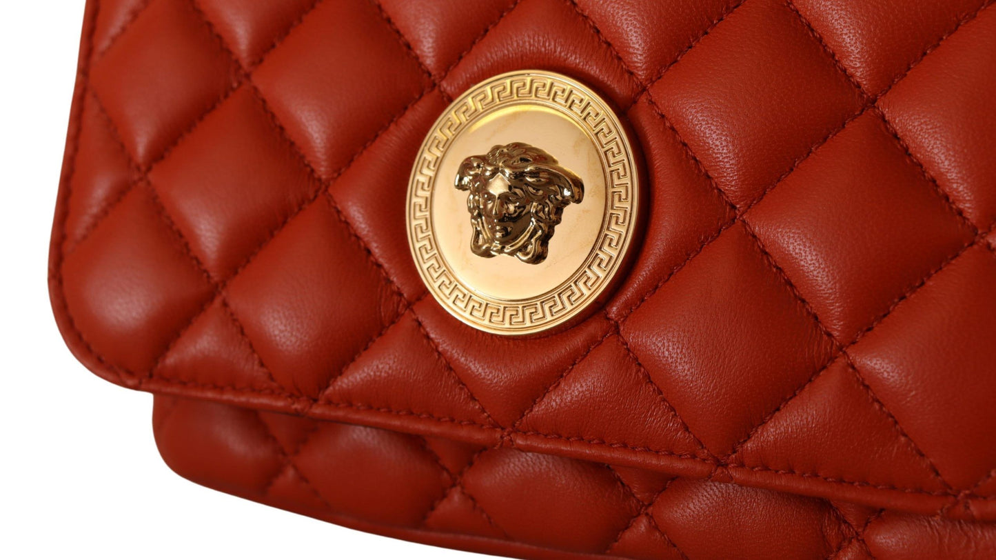 Versace Red Nappa Leather Medusa Small Crossbody Bag