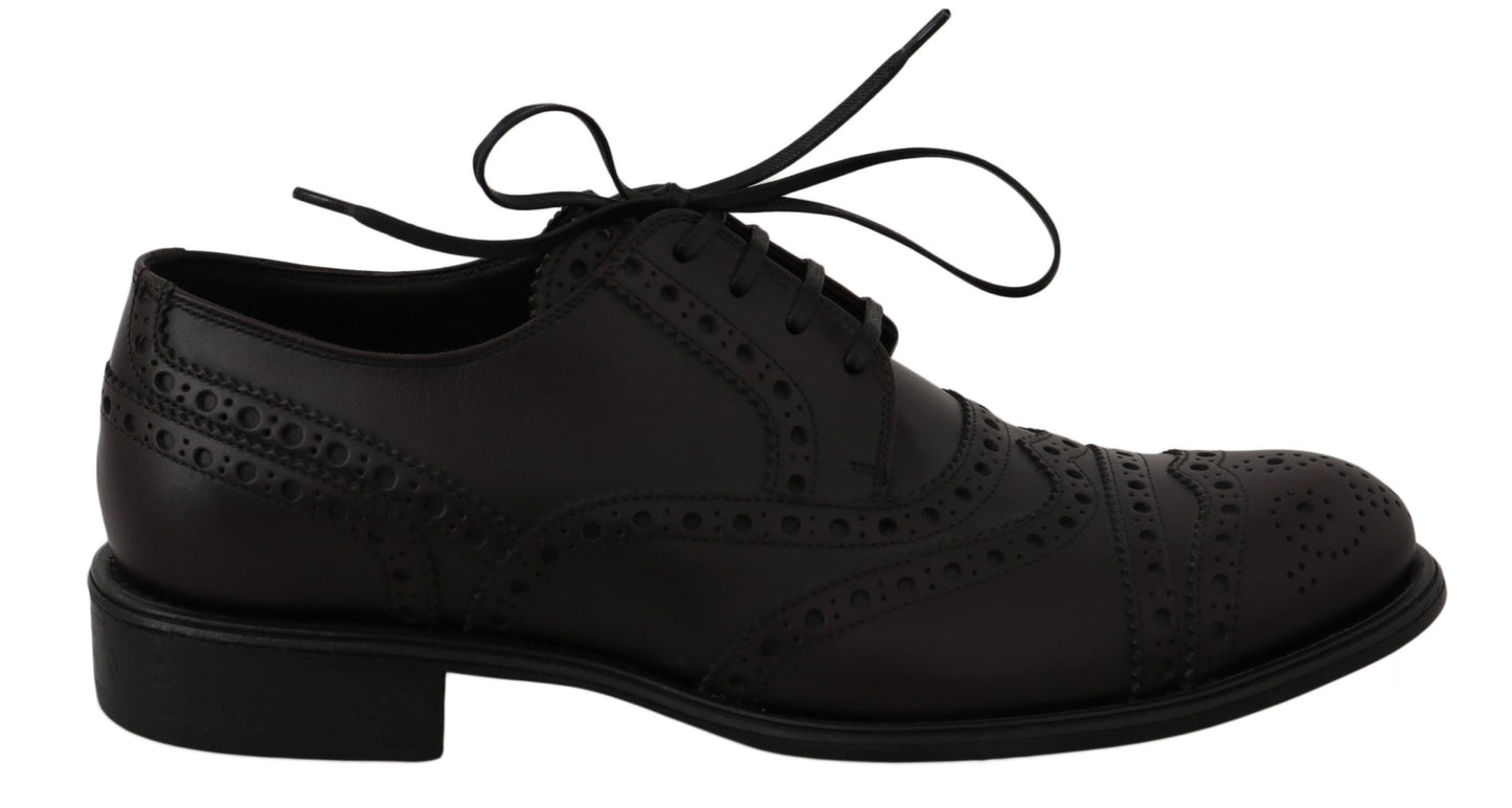 Dolce & Gabbana Black Leather Wingtip Oxford Dress  Shoes