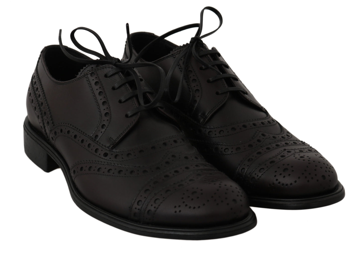 Dolce & Gabbana Black Leather Wingtip Oxford Dress  Shoes