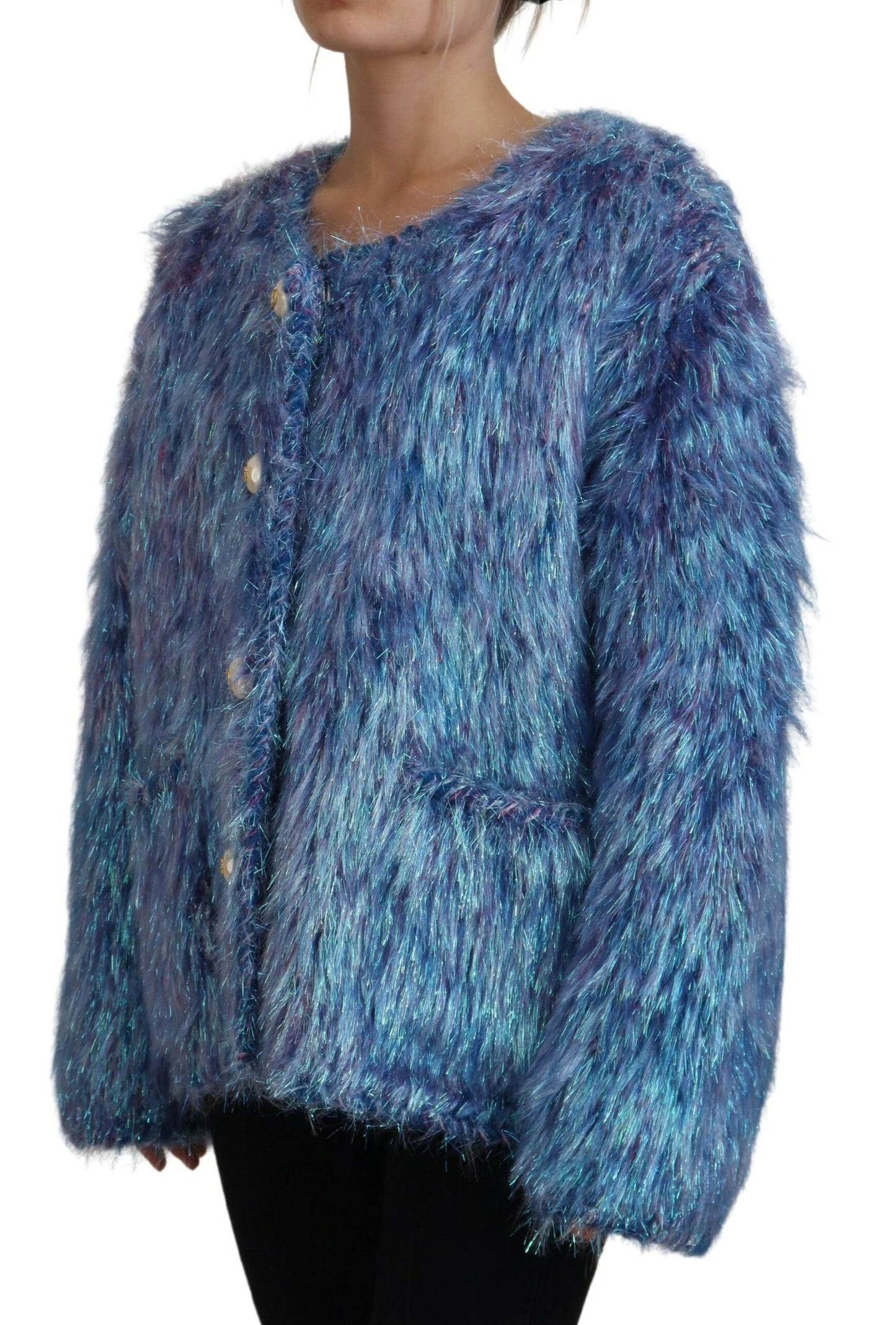 Dolce & Gabbana Multicolor Polyester Fringes Coat Jacket