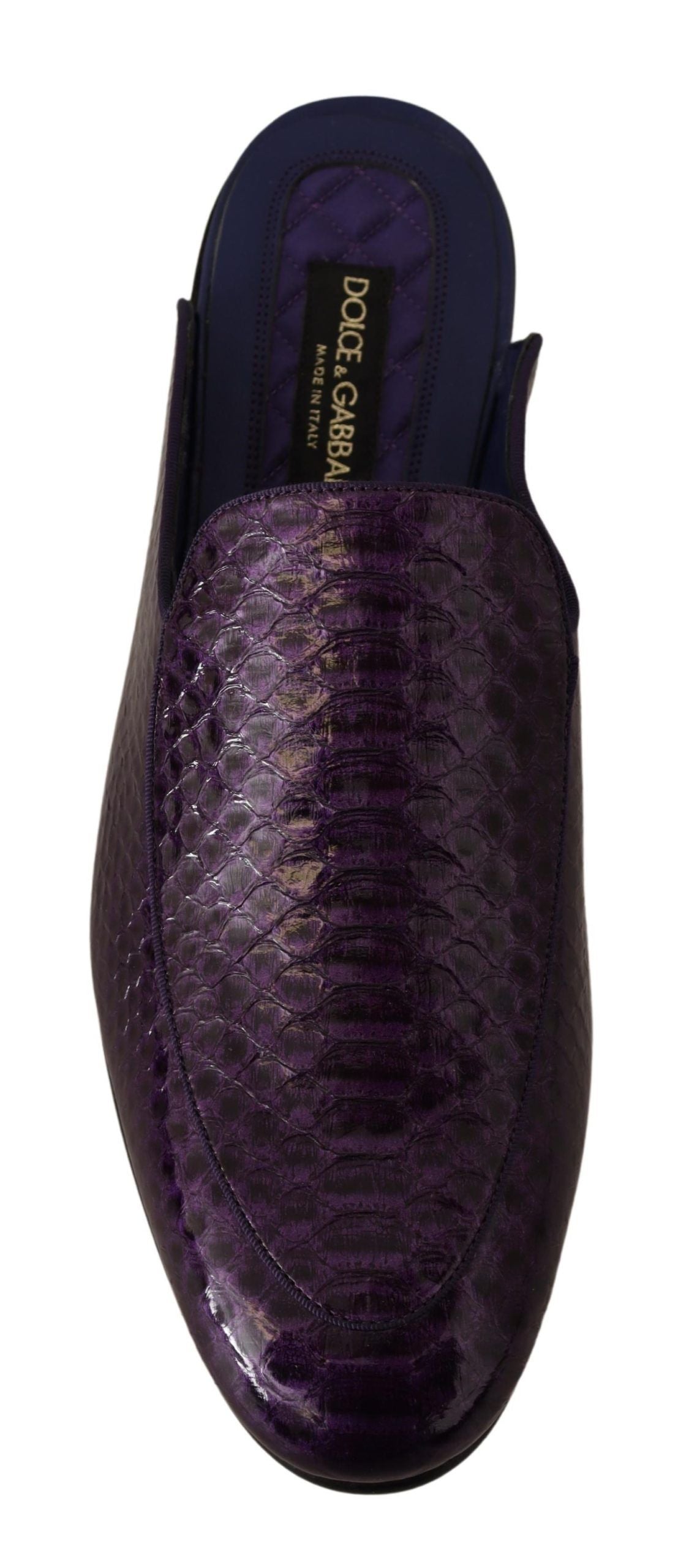 Dolce & Gabbana Purple Exotic Leather Flats Slides Shoes