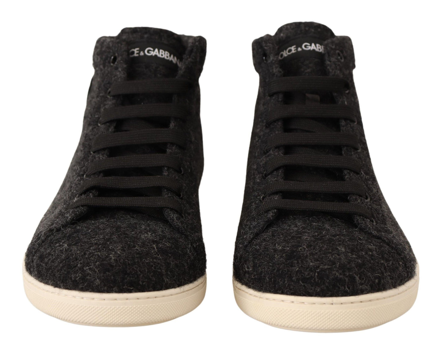 Dolce & Gabbana Gray Wool Cotton Casual High Top Sneakers