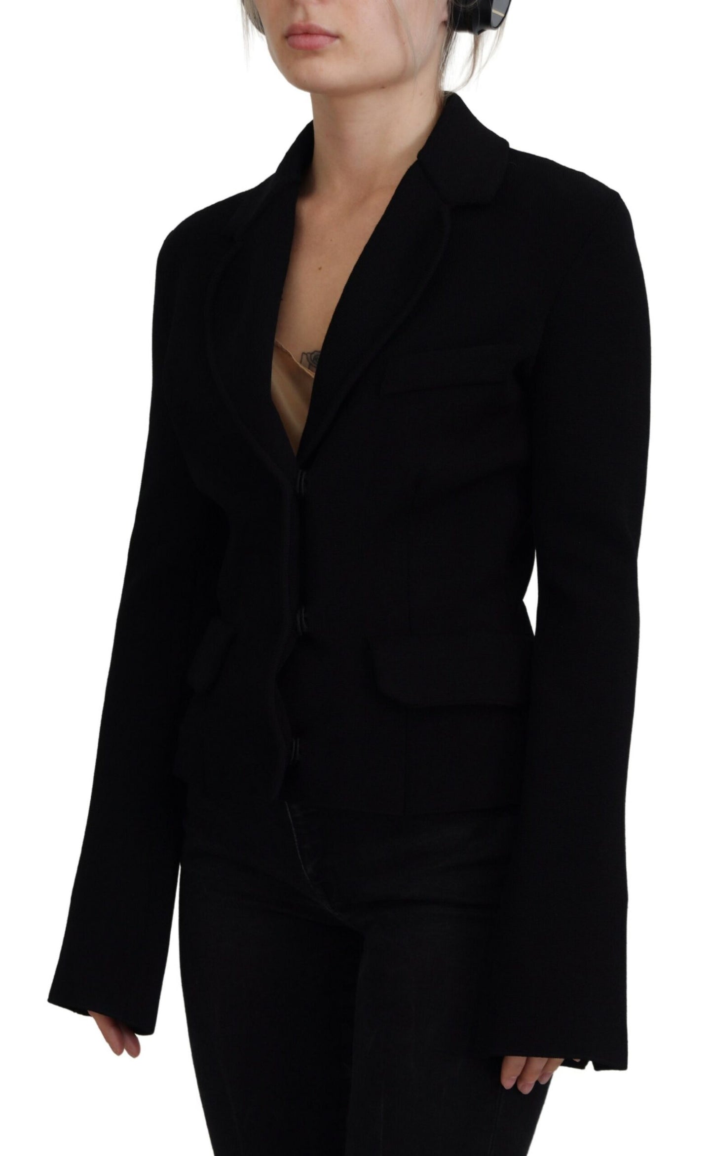 Dolce & Gabbana Black Button Cardigan Blazer Viscose Jacket