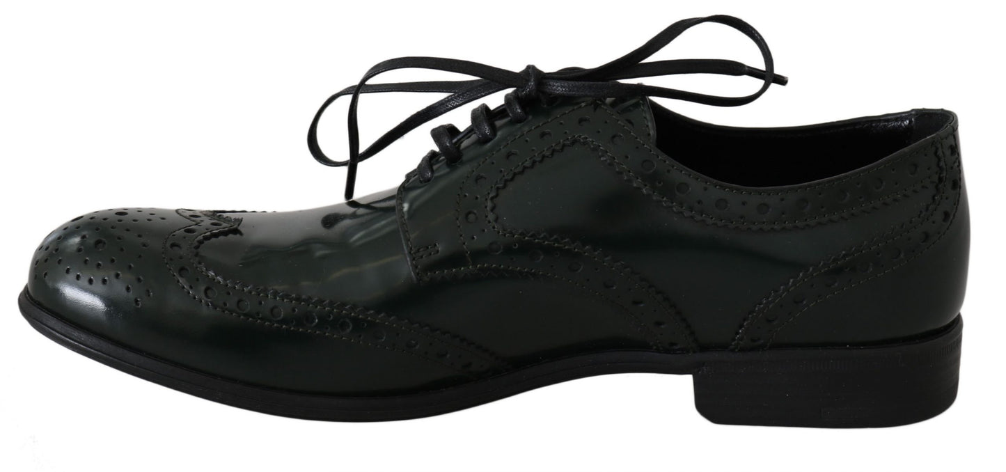 Dolce & Gabbana Green Leather Broque Oxford Wingtip Shoes