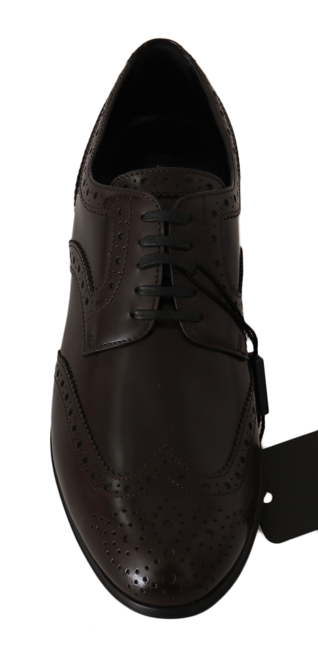 Dolce & Gabbana Brown Leather Broques Oxford Wingtip Shoes