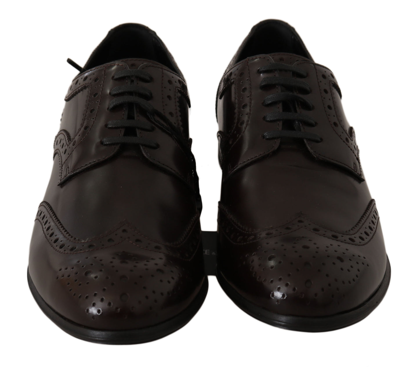 Dolce & Gabbana Brown Leather Broques Oxford Wingtip Shoes