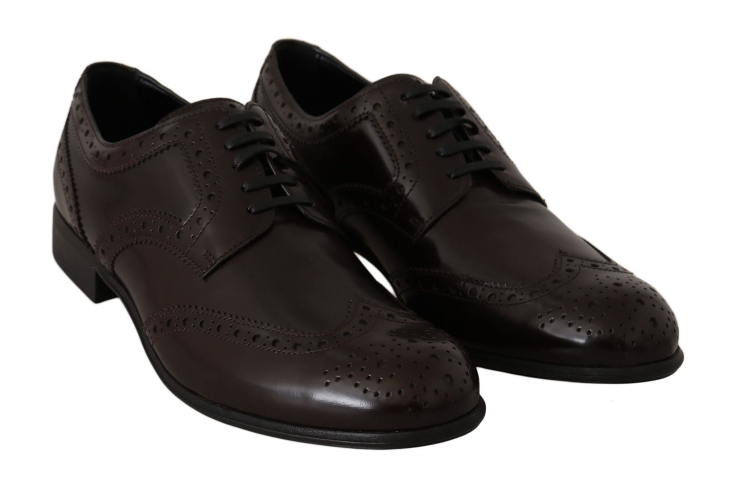 Dolce & Gabbana Brown Leather Broques Oxford Wingtip Shoes