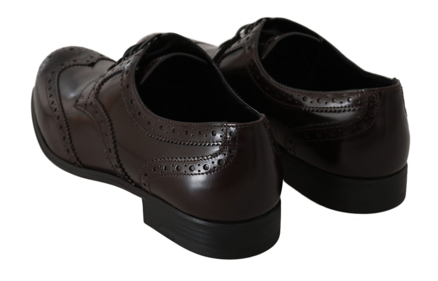 Dolce & Gabbana Brown Leather Broques Oxford Wingtip Shoes