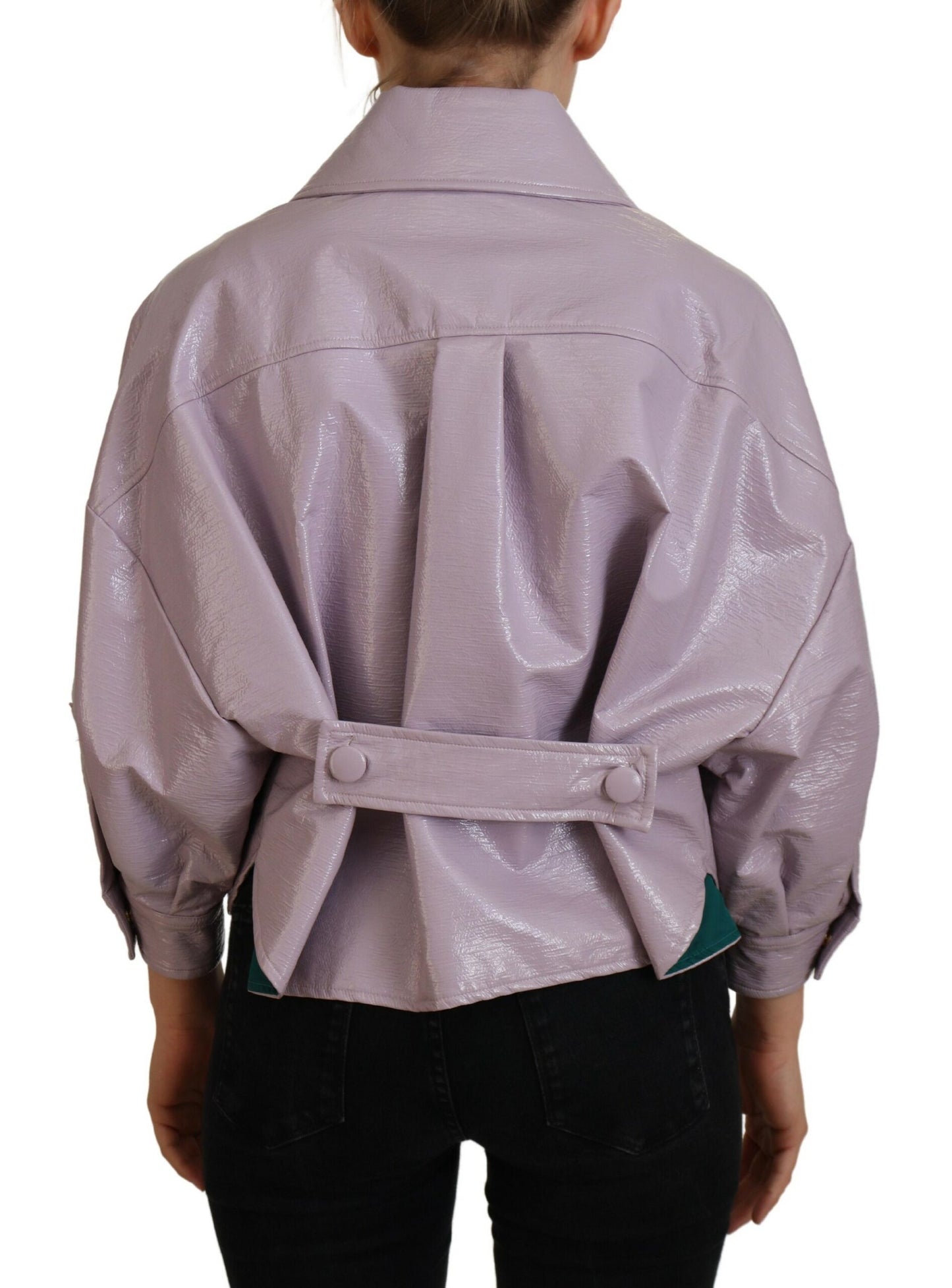 Dolce & Gabbana Purple Cotton Button Down Cropped Jacket