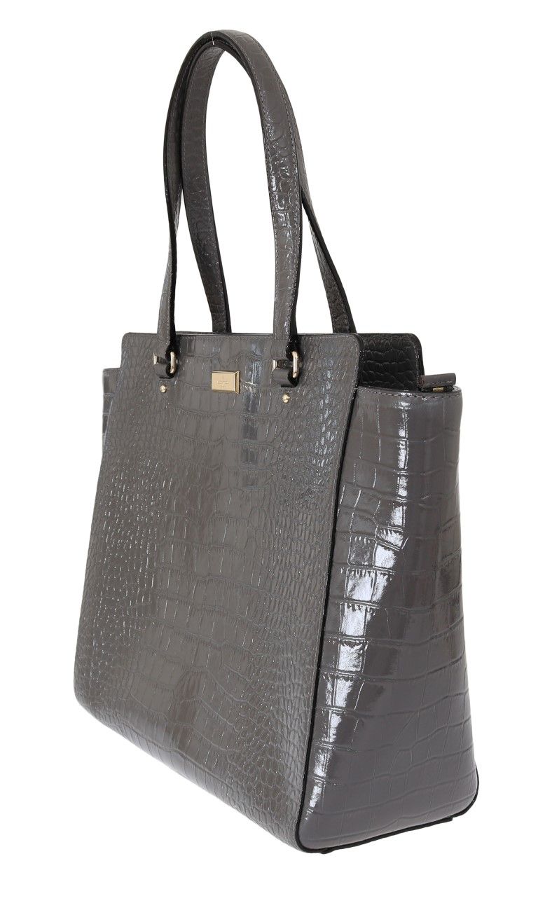 Kate Spade Gray Elissa Bristol Drive Croc Hand Bag