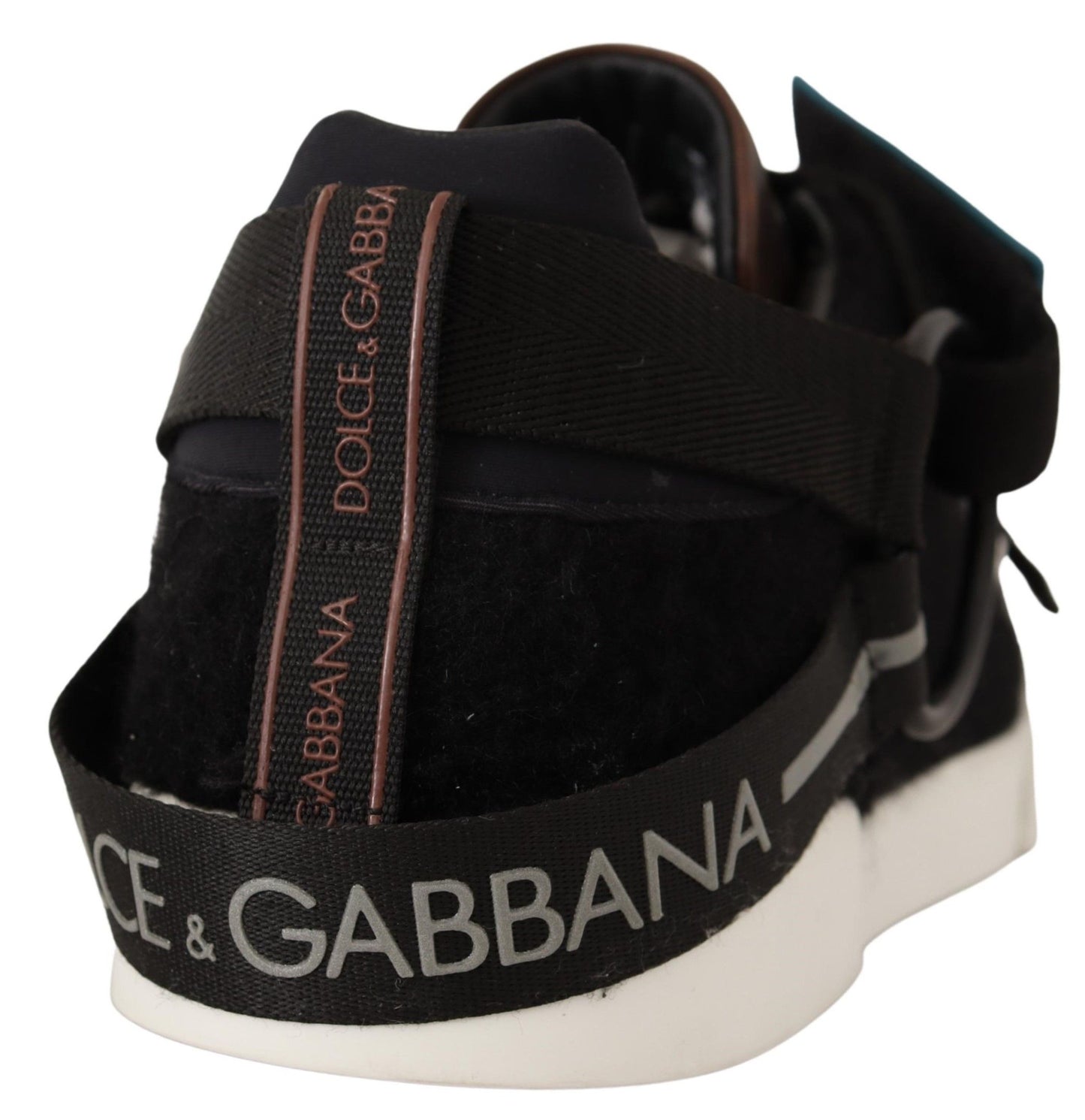 Dolce & Gabbana Brown Leather Black Shearling Sneakers