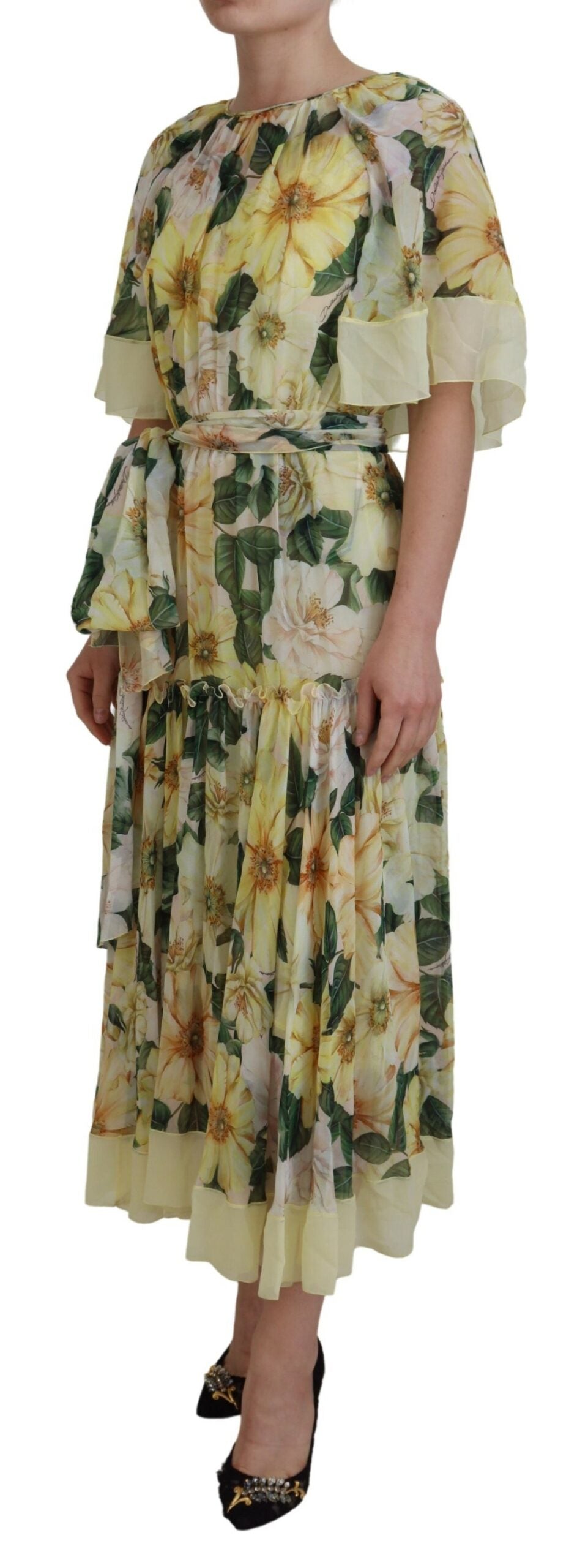 Dolce & Gabbana Multicolor Silk Floral Print Long Maxi Dress