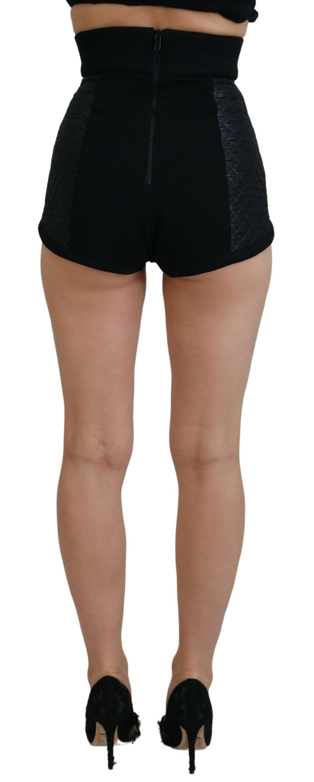 Dolce & Gabbana Black Quilted High Waist Hot Pants Shorts