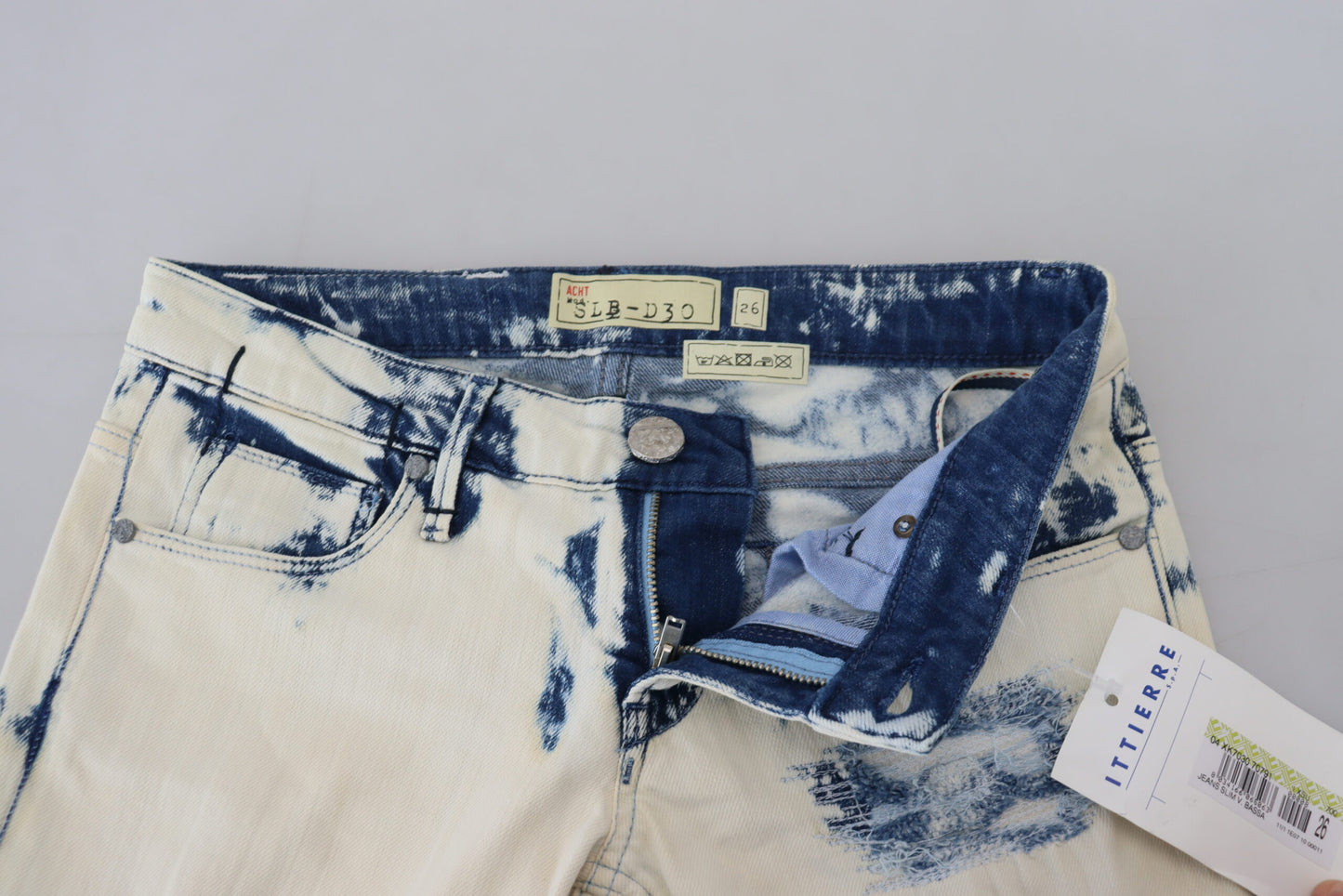 Acht White Blue Cotton Skinny Women Tattered Denim Jeans