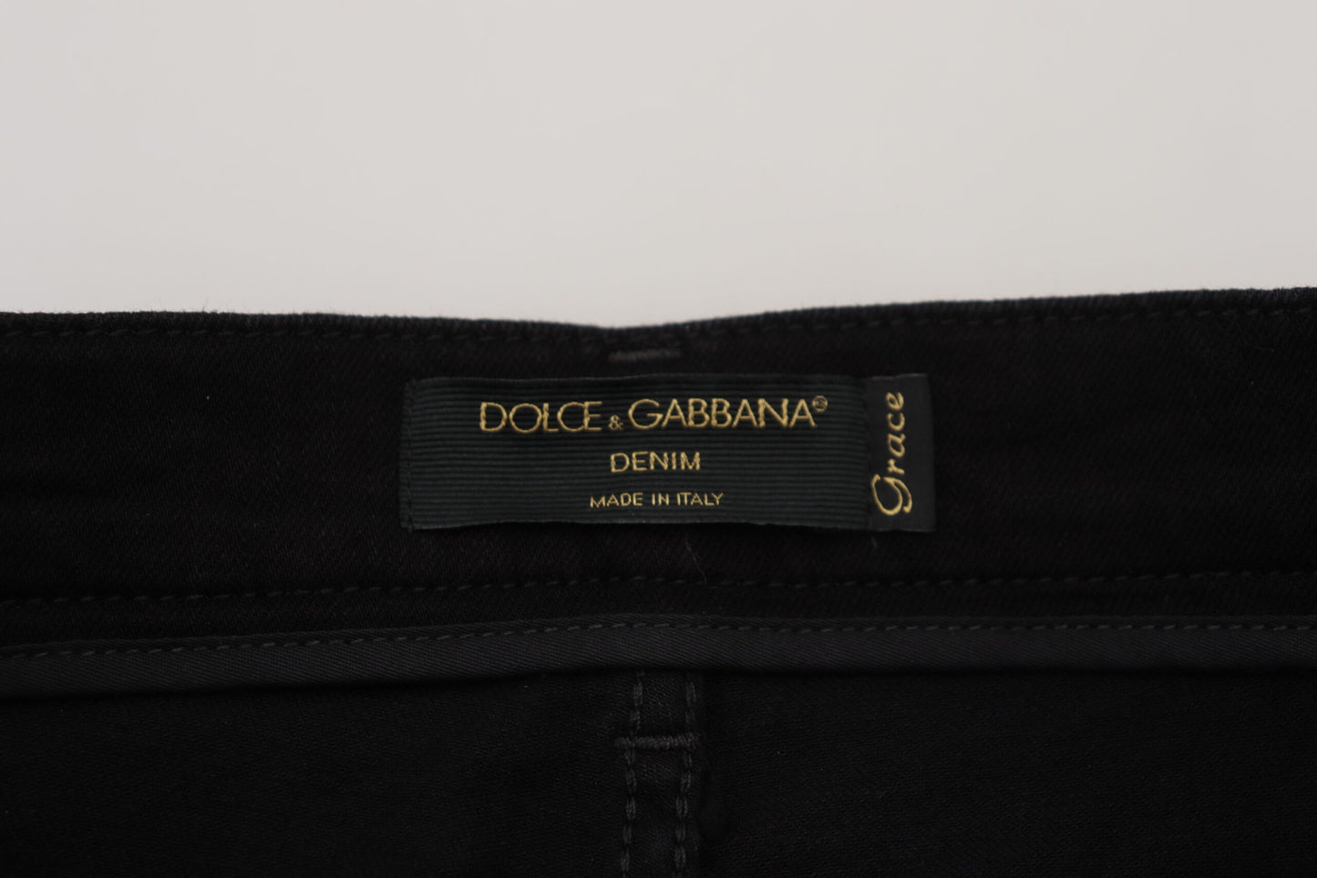 Dolce & Gabbana Black Sequined Cotton Slim Fit Denim Jeans