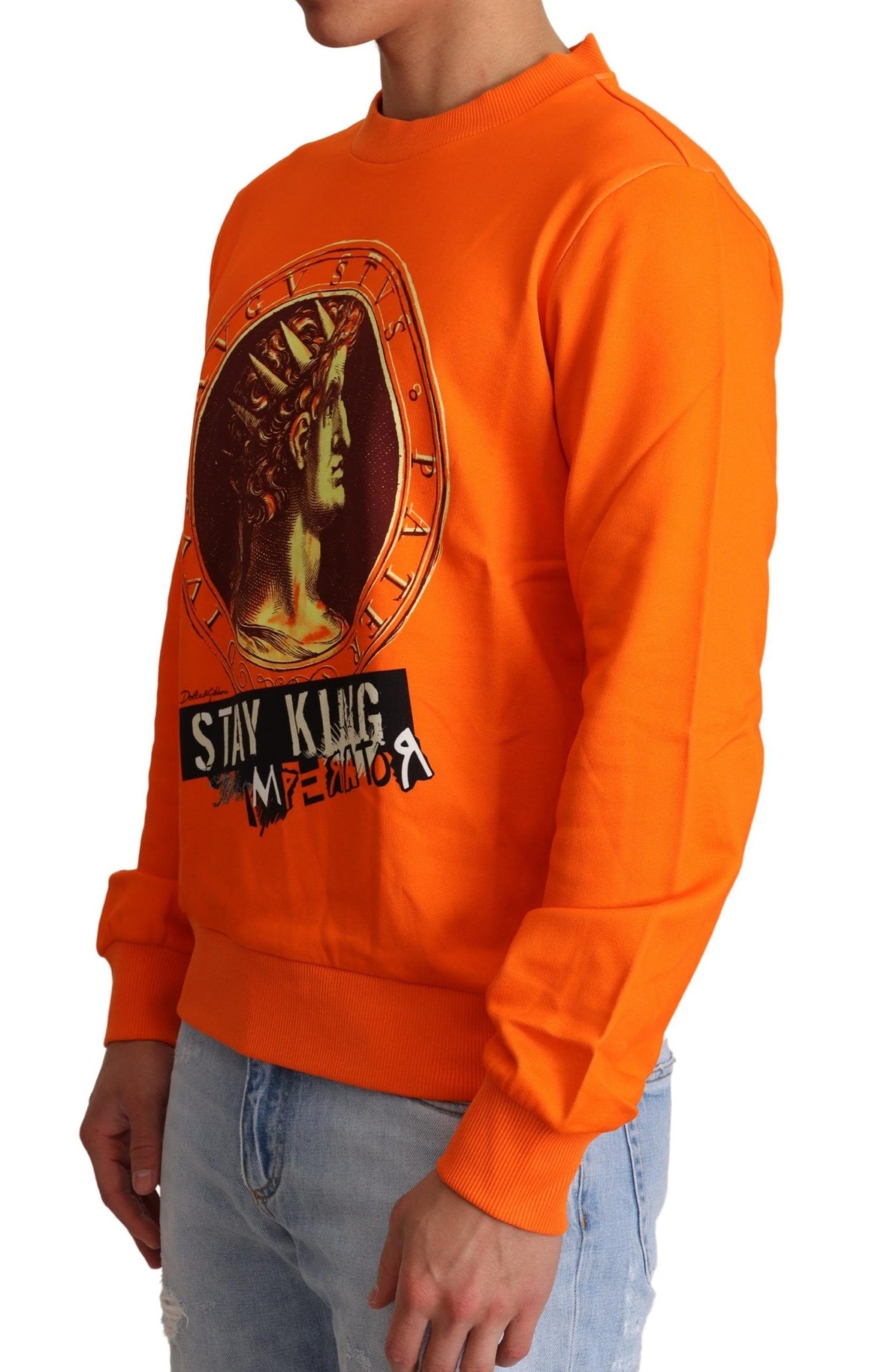 Dolce & Gabbana Orange King Ceasar Cotton Pullover Sweater