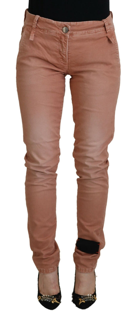 Acht Pink Mid Waist Slim Fit Women Casual Pants