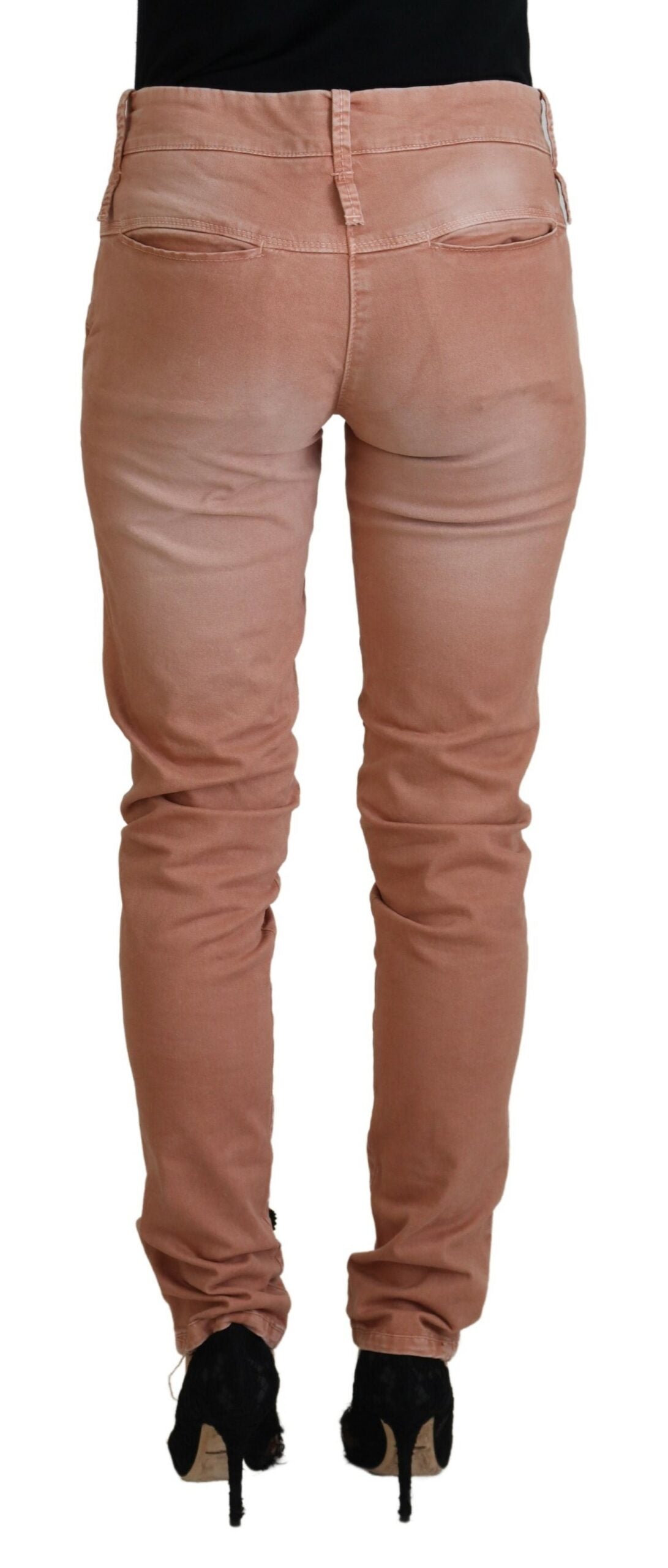 Acht Pink Mid Waist Slim Fit Women Casual Pants