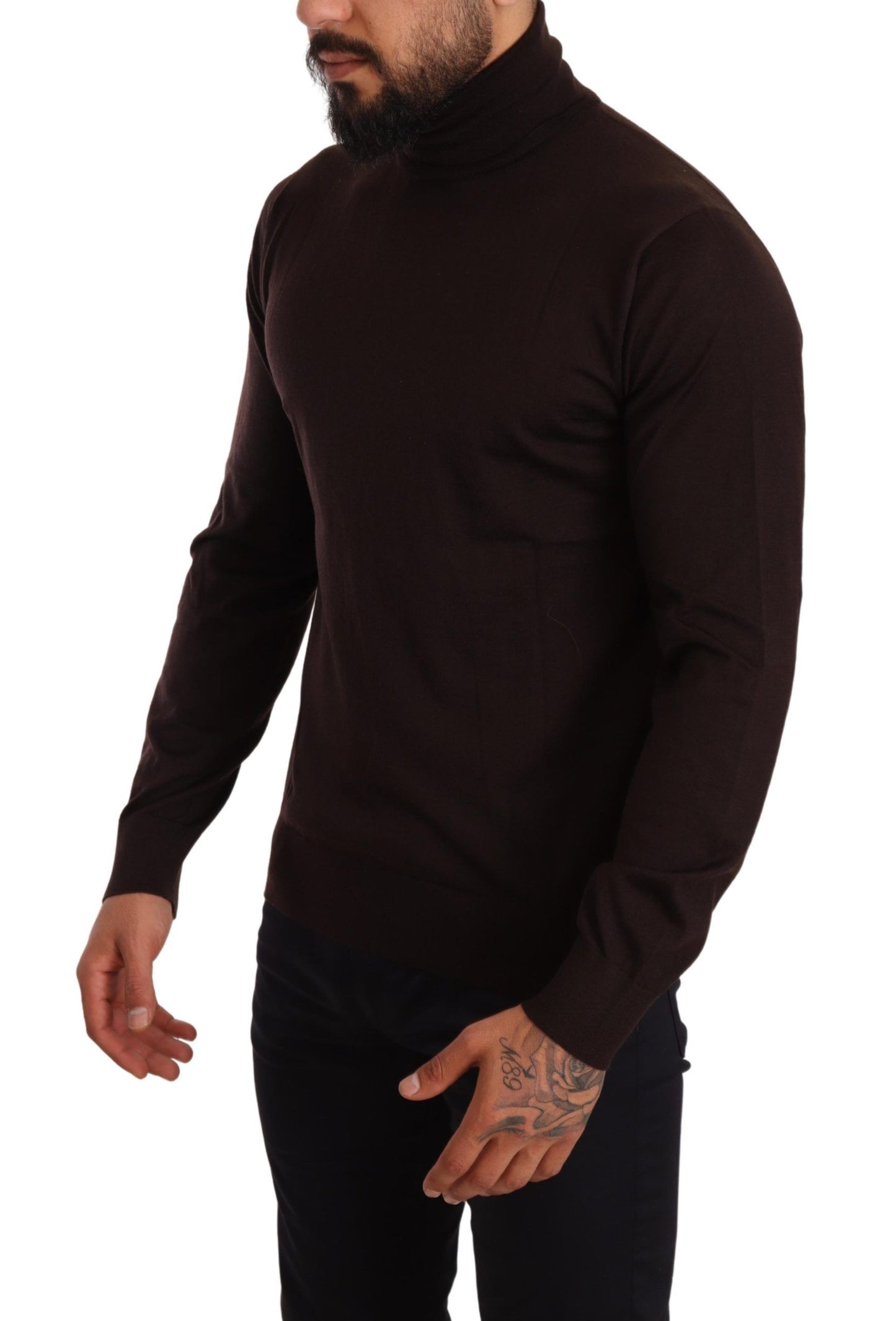 Dolce & Gabbana Brown Cashmere Turtleneck Pullover Sweater