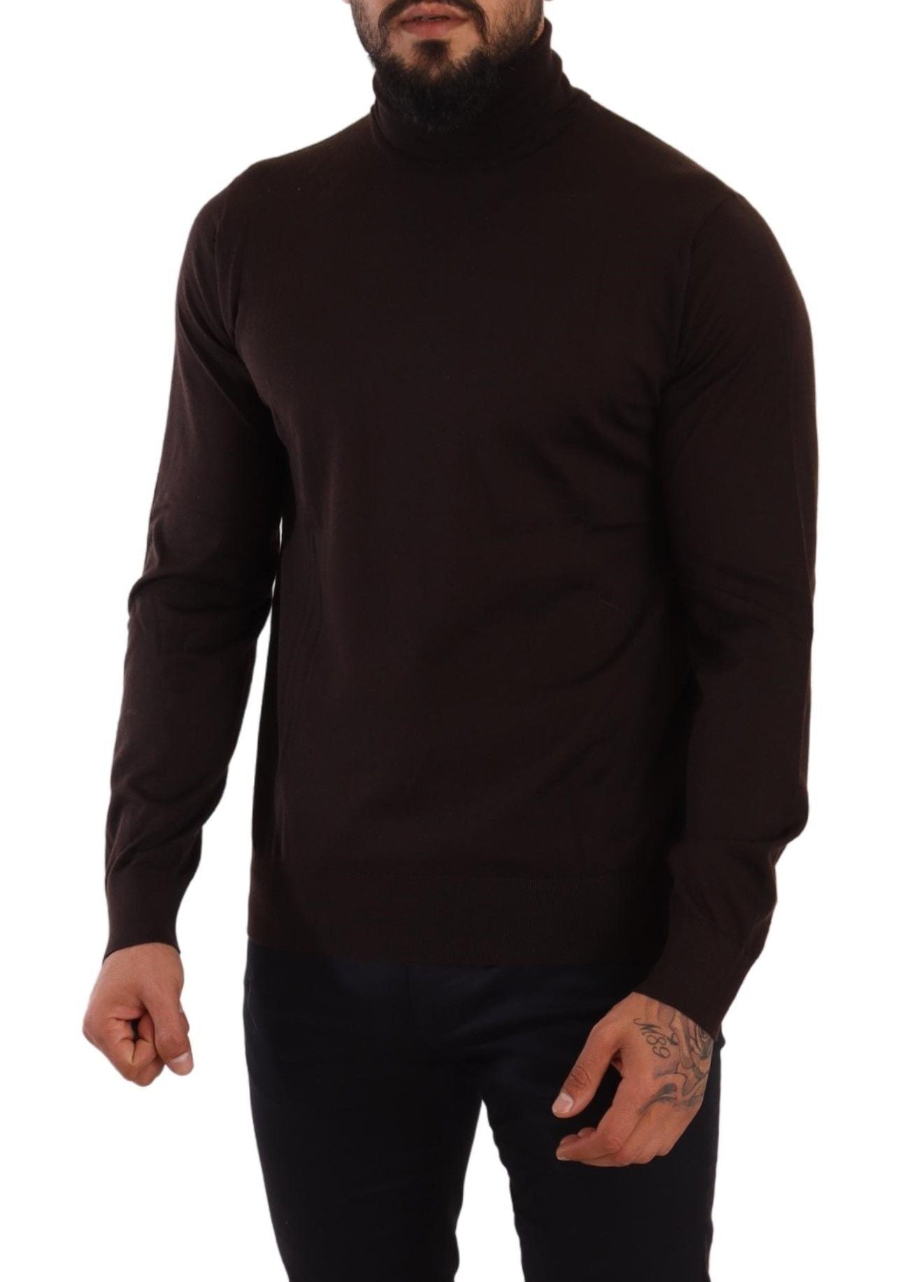 Dolce & Gabbana Brown Cashmere Turtleneck Pullover Sweater