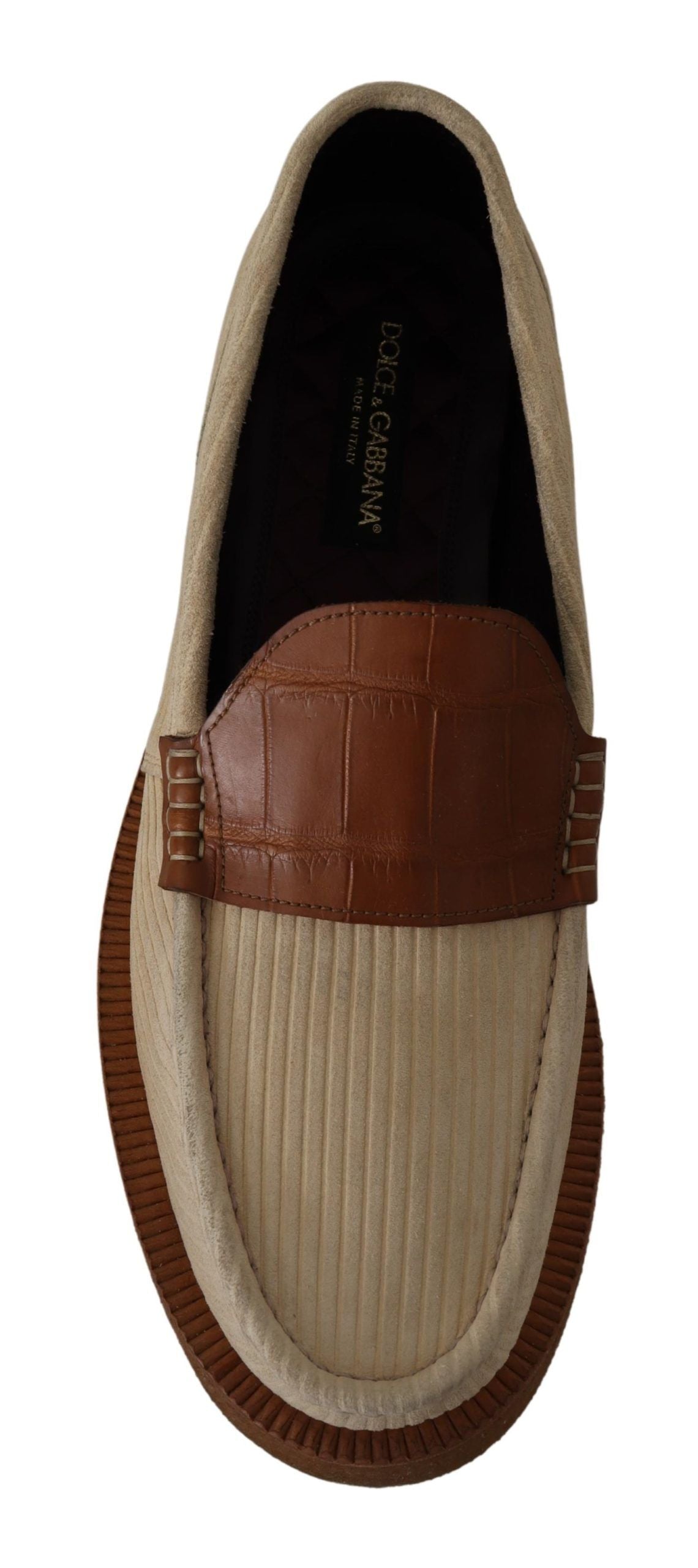 Dolce & Gabbana White Brown Fox Moccasins Loafers Shoes