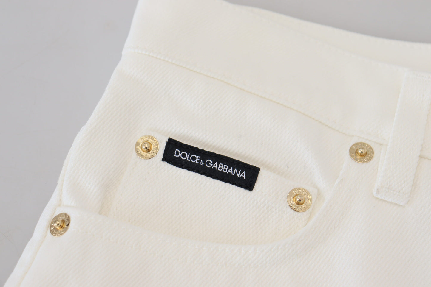 Dolce & Gabbana Off White High Waist Skinny Denim Cotton Jeans