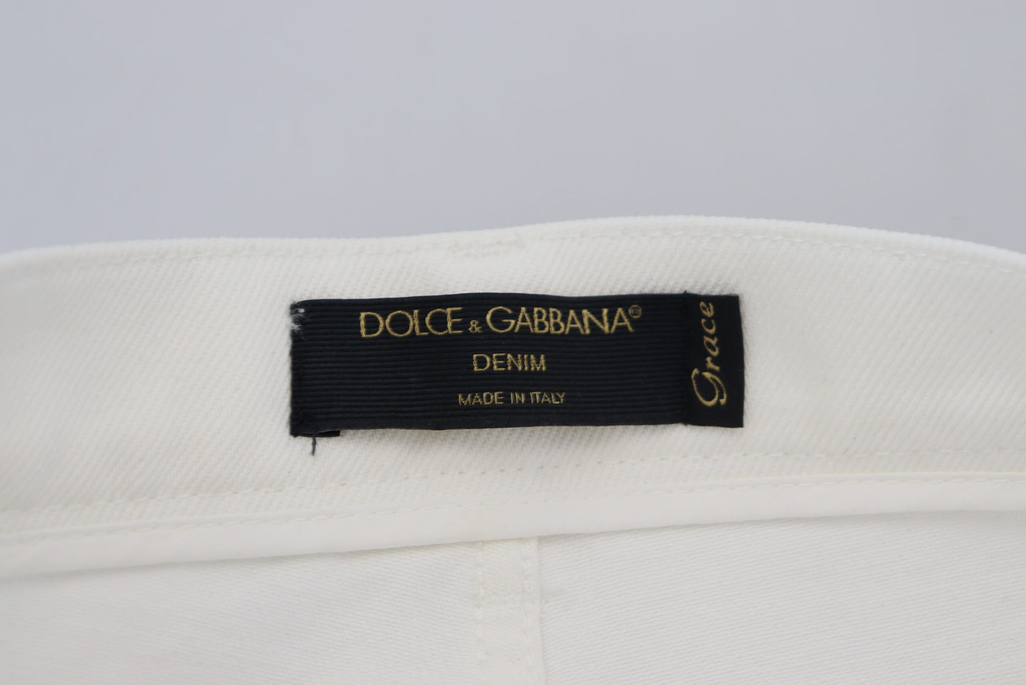 Dolce & Gabbana Off White High Waist Skinny Denim Cotton Jeans