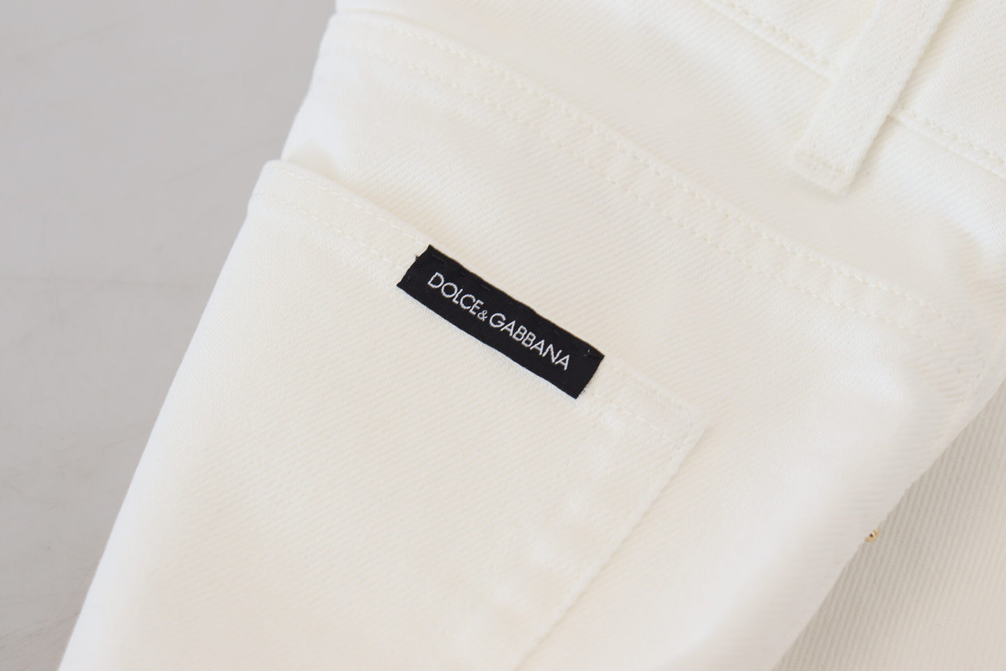 Dolce & Gabbana Off White High Waist Skinny Denim Cotton Jeans