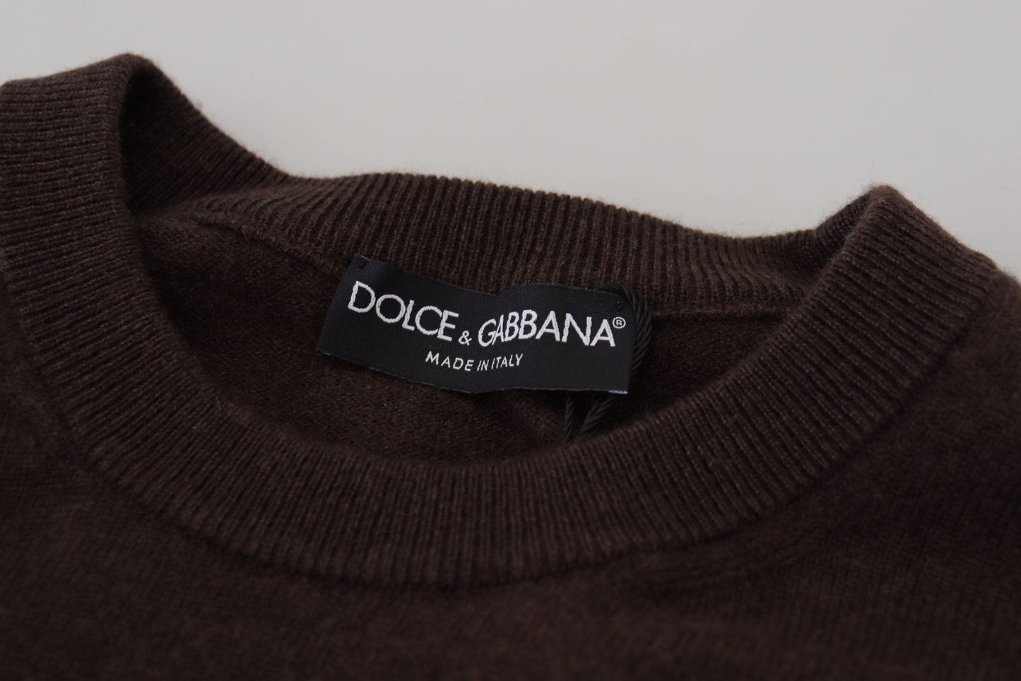 Dolce & Gabbana Brown Cashmere Crew Neck Pullover Sweater