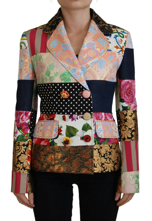 Dolce & Gabbana Multicolor Double Breasted Patchwork Jacquard Jacket