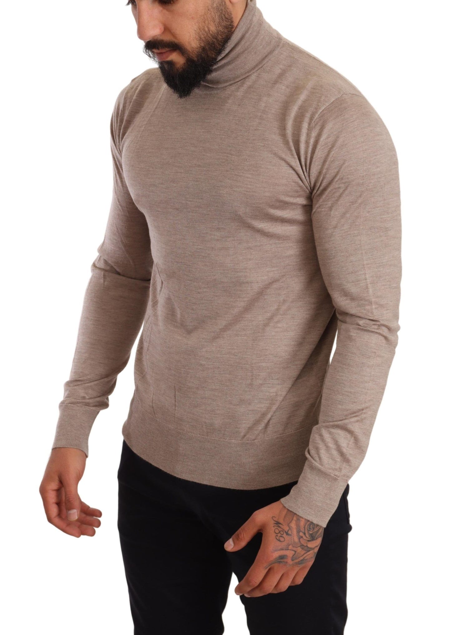 Dolce & Gabbana Beige Cashmere Turtleneck Pullover Sweater