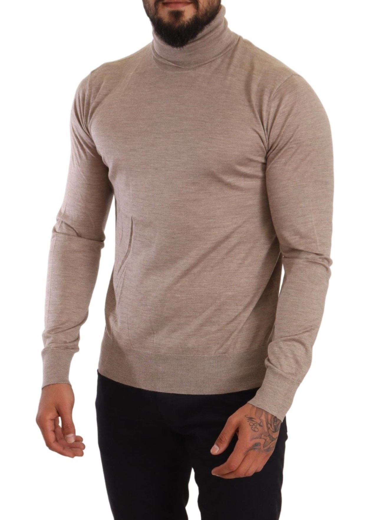 Dolce & Gabbana Beige Cashmere Turtleneck Pullover Sweater