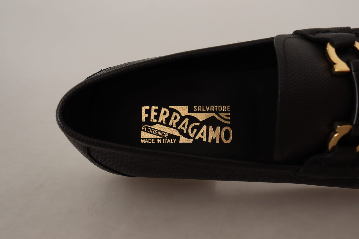 Salvatore Ferragamo Black Calf Leather Moccasins Loafers Shoes