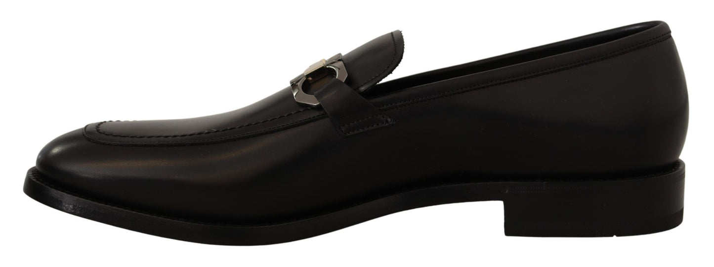 Salvatore Ferragamo Black Calf Leather Moccasin Formal Shoes