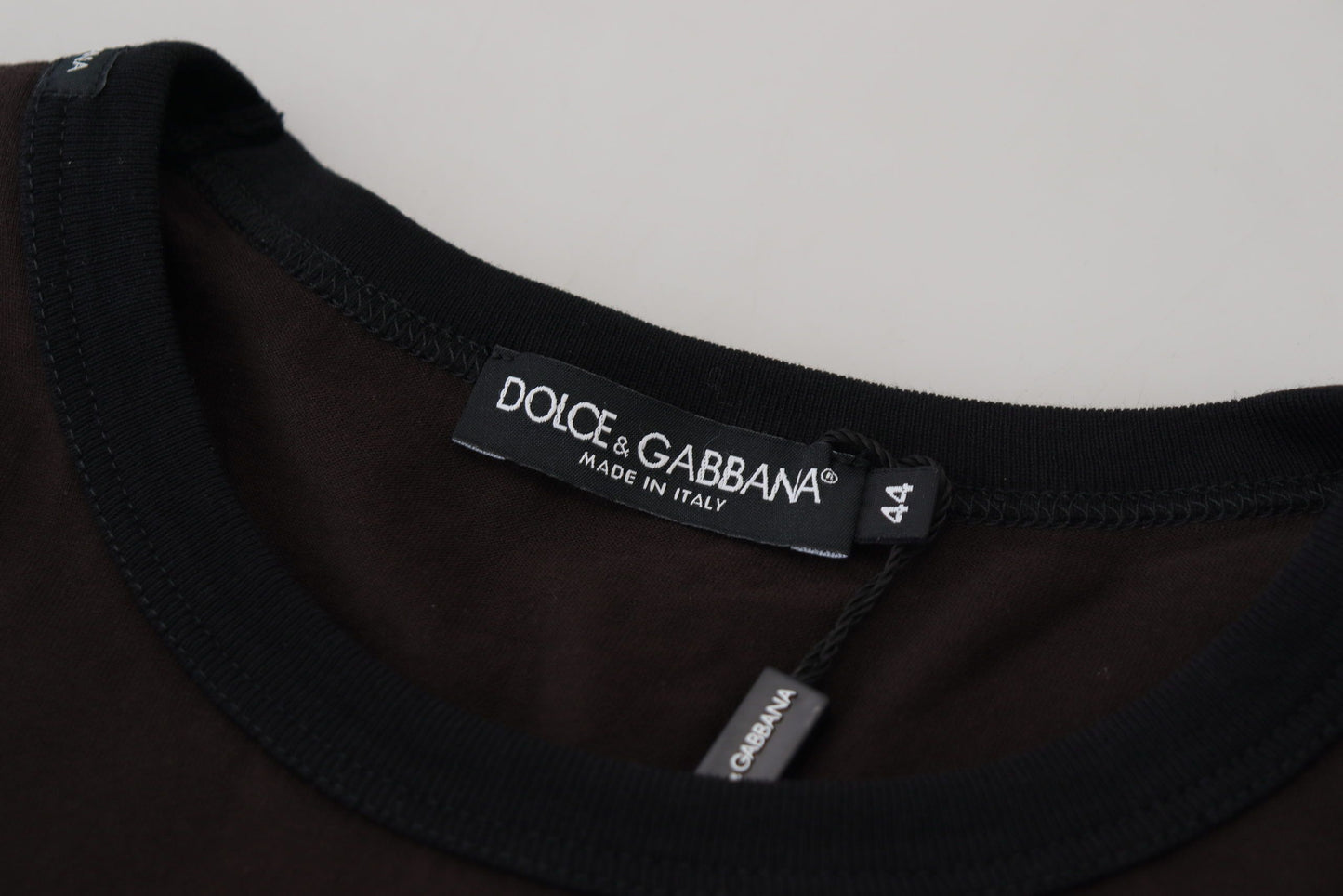 Dolce & Gabbana Brown Cotton Slim Crewneck Pullover Sweater