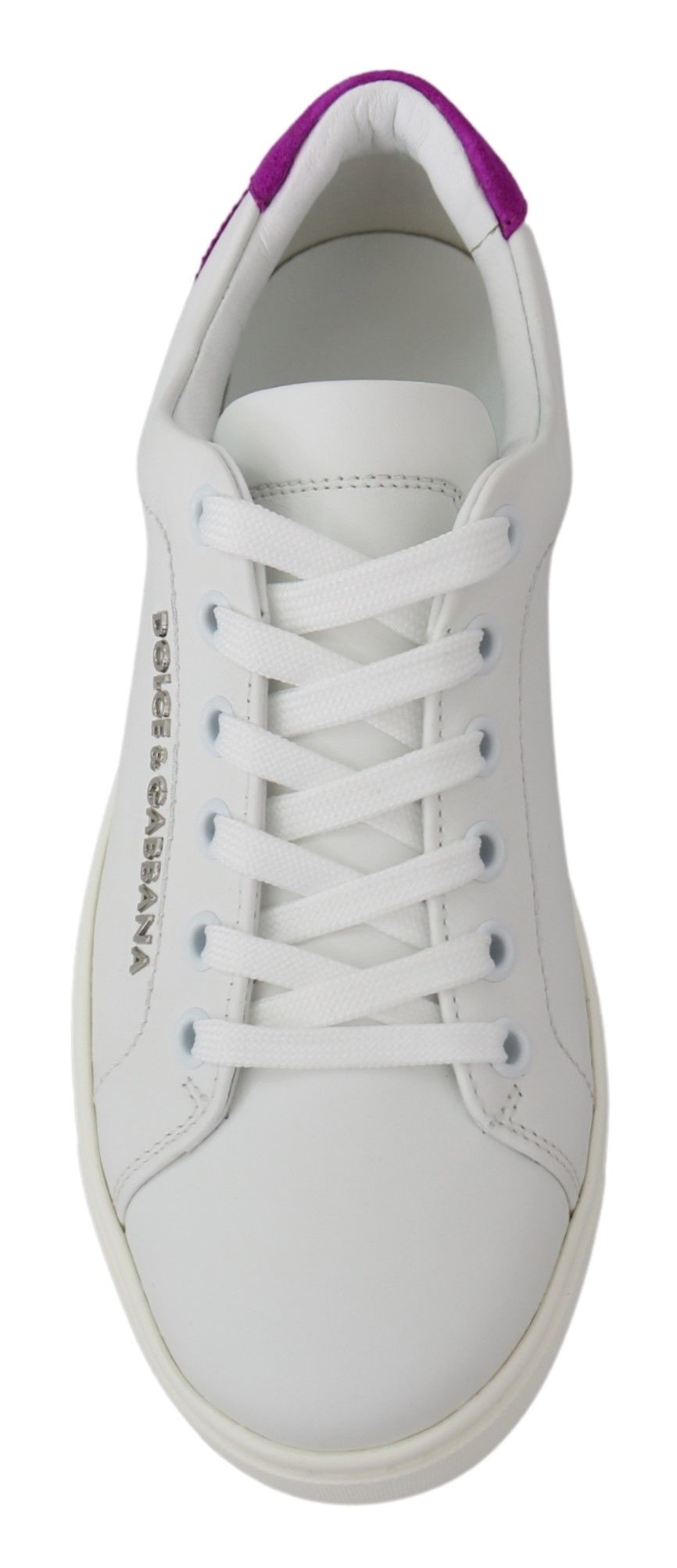 Dolce & Gabbana White Purple Leather Logo Womens Shoes